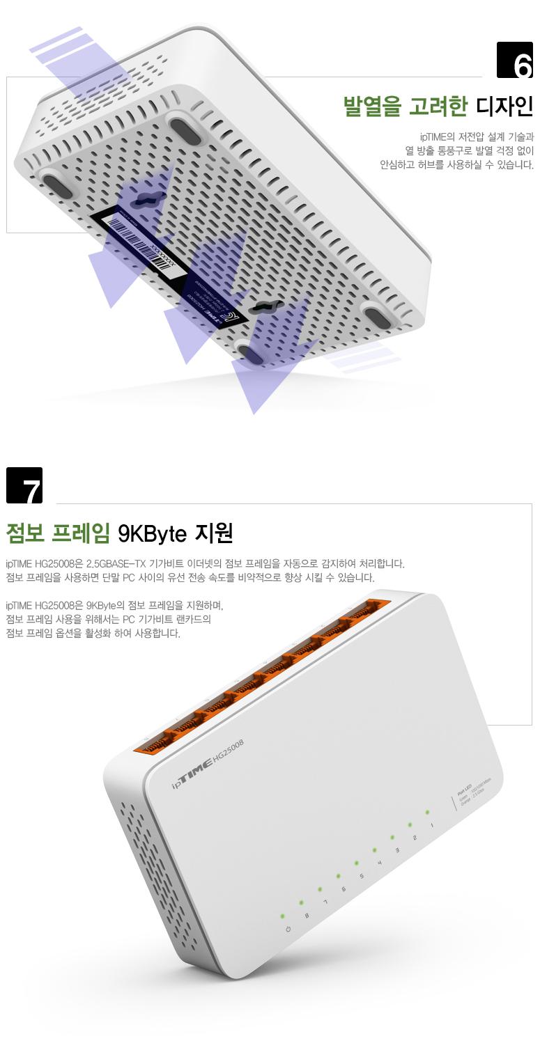 ipTIME(아이피타임) 8포트 2.5G 멀티 기가비트 스위칭 허브 HG25008